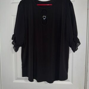 Chic Black Women's Blouse with Ruffle Sleeves